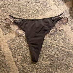 Gray White Lace Thong